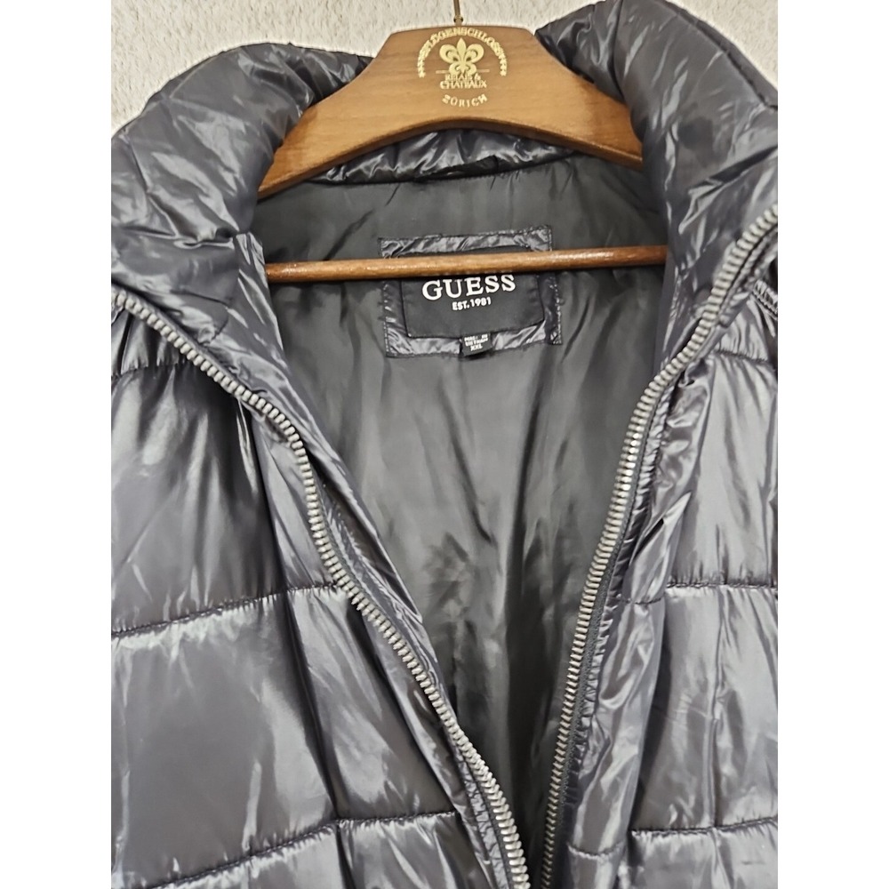 GUESS Men's Puffer Jacket Removable Hood Black Lined Insulated Size XXL Nice!!